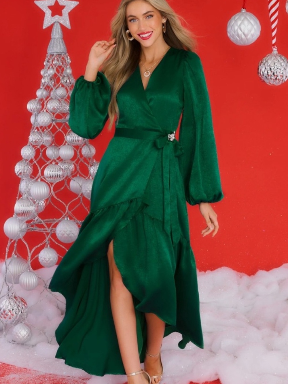 NWT Aura Green Wrap Dress XL